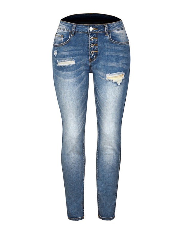 Denim Slim Ripped High Stretch Ladies Denim Trousers