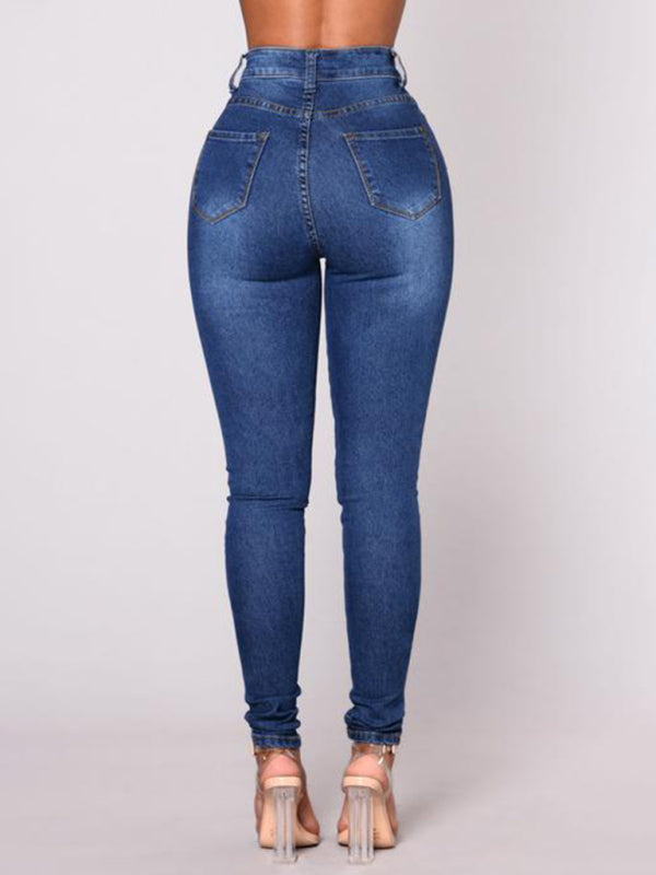 Women's Solid Color Slim High Stretch Denim Pencil Pants