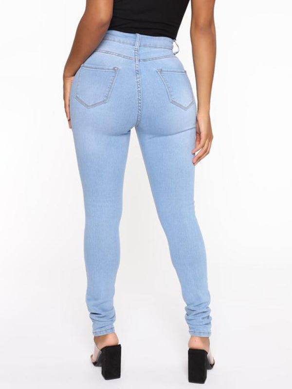 Women's Solid Color Slim High Stretch Denim Pencil Pants