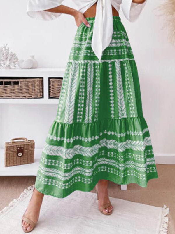 Women's Ethnic Style Irregular Stripe Printed Skirt