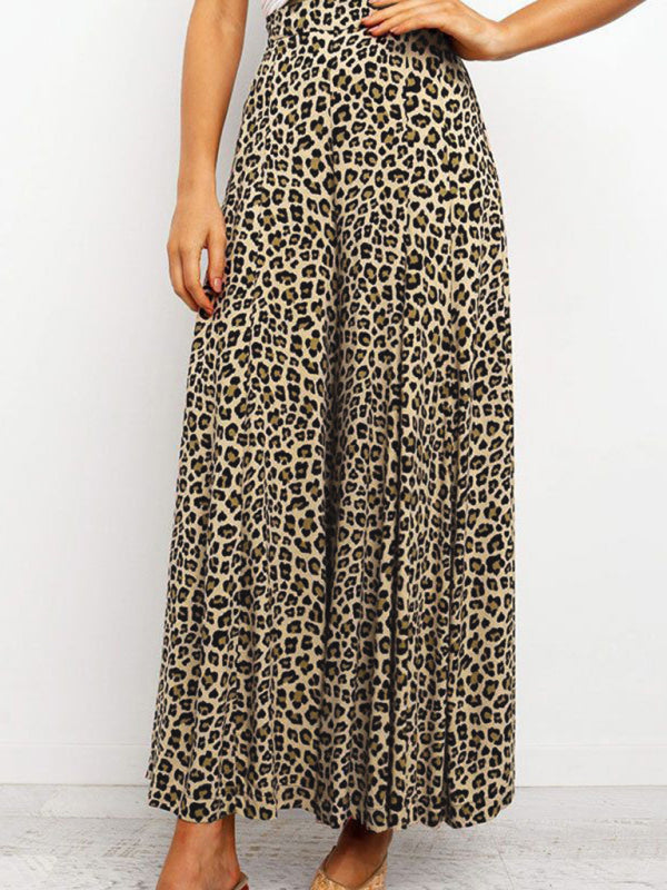 Women's casual fashion loose leopard print wide-leg pants