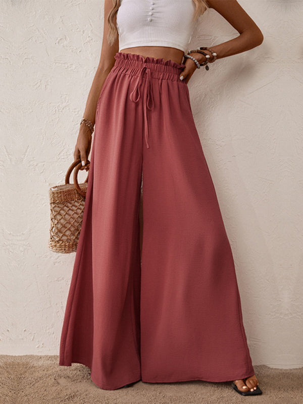 New fashion big horn solid color wide-leg pants