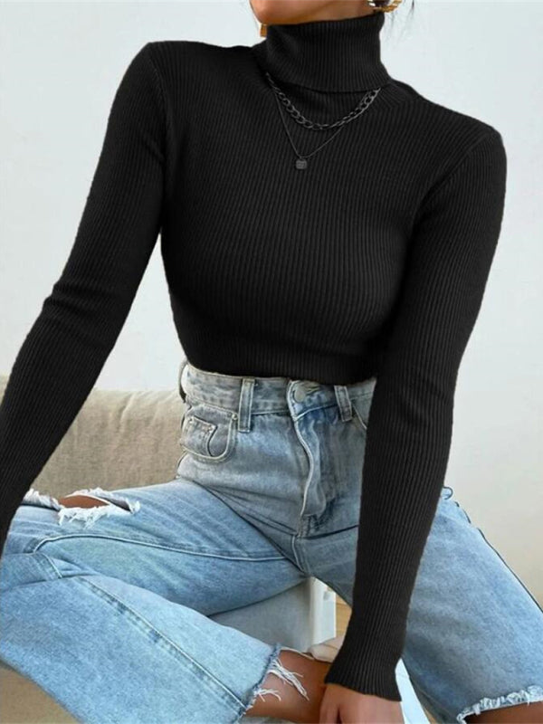 Women's Christmas turtleneck tight knit top