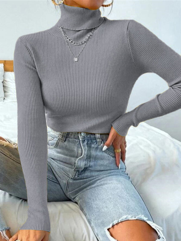 Women's Christmas turtleneck tight knit top