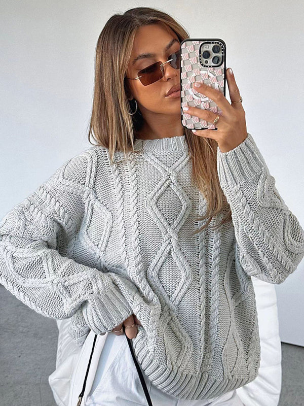 New fashionable and comfortable woolen round neck long-sleeved sweater