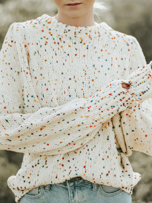 Colorful polka dot pullover long sleeve sweater