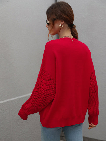 Long Sleeve Thick Knitted Round Neck Twist Rope Top Sweater