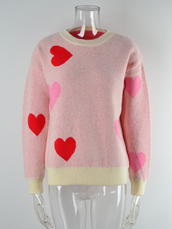 Women's Love Valentine's Day Round Neck Knitted Sweater