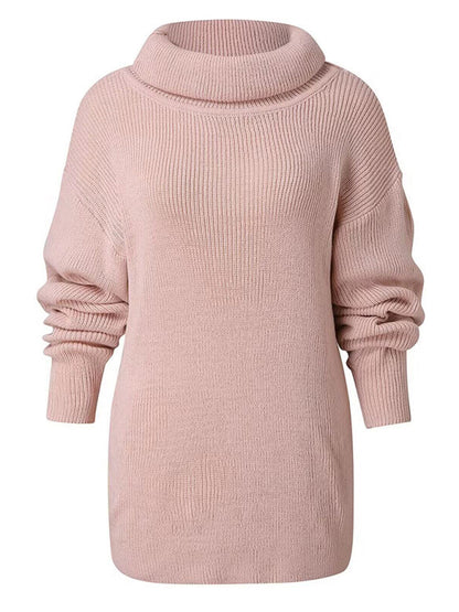 Long sleeve solid color turtleneck sweater