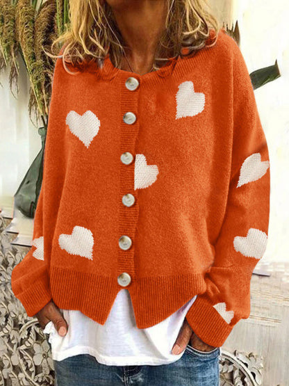 Women's knitted sweater single breasted love sweater cardigan