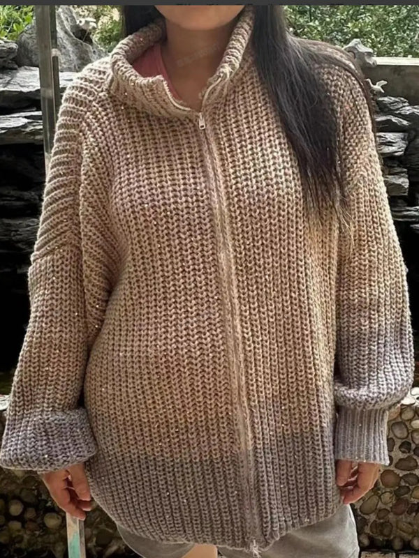 Sequined V-neck cardigan sweater