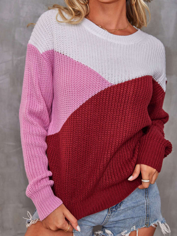 Casual Multicolor Round Neck Long Sleeve sweater