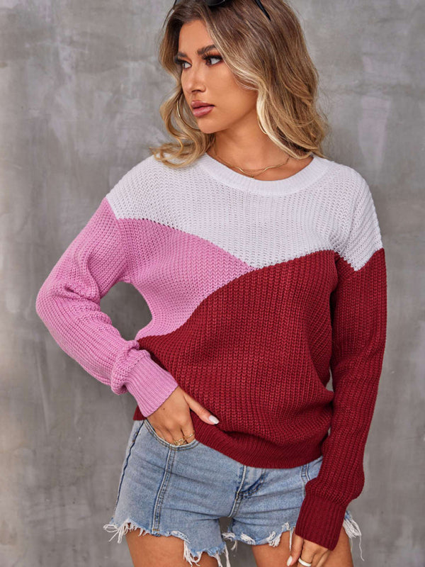 Casual Multicolor Round Neck Long Sleeve sweater