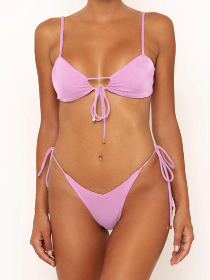 New women's solid color strappy sexy bikini