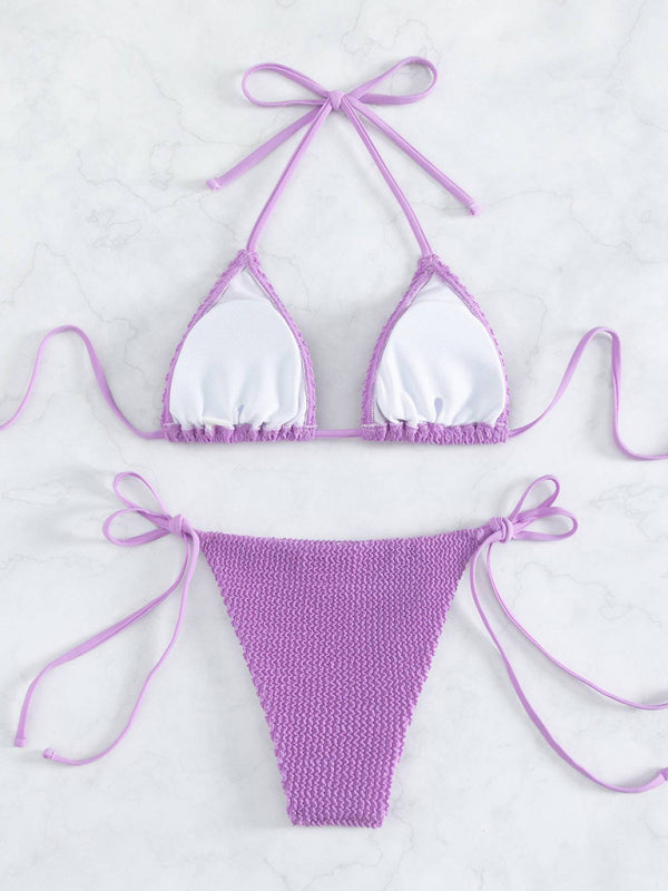 New women's fashionable and sexy wave pattern lace-up bikini