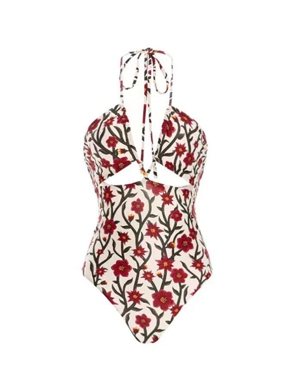 Floal One Piece Swim Suit, Floral Skirt Cover Up Sold Seperately