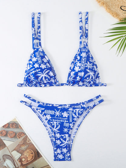 Women's New Bikini Floral Print Double Strap Swimsuit