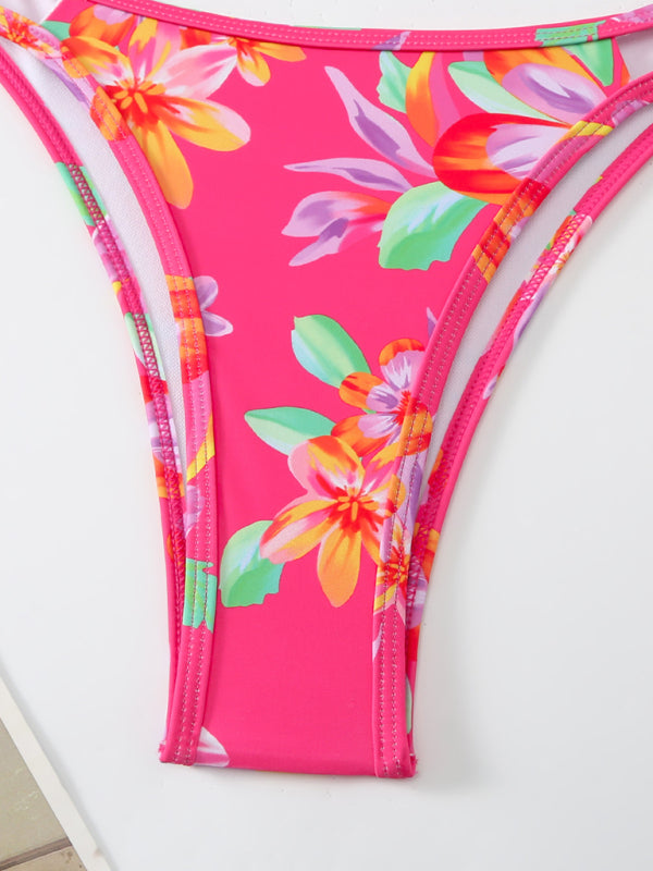 Women's New Bikini Floral Print Double Strap Swimsuit