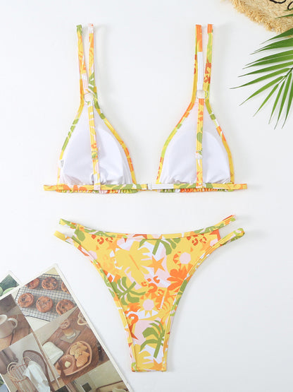 Women's New Bikini Floral Print Double Strap Swimsuit