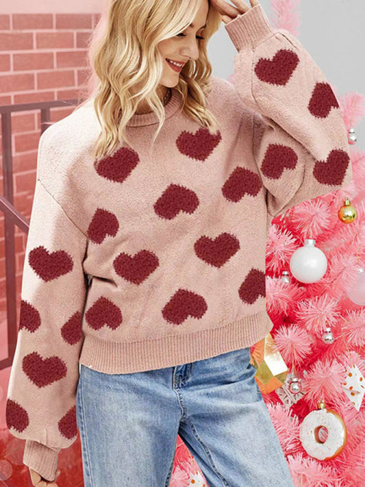 Valentine's Day Hearts loose pullover sweater