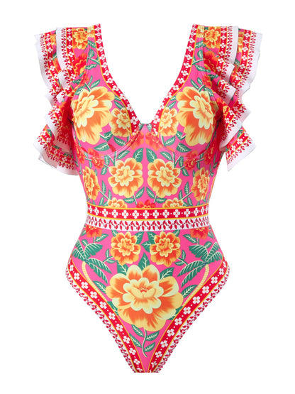 New fashion trend sexy floral print one-piece swimsuit, skirt (single piece)