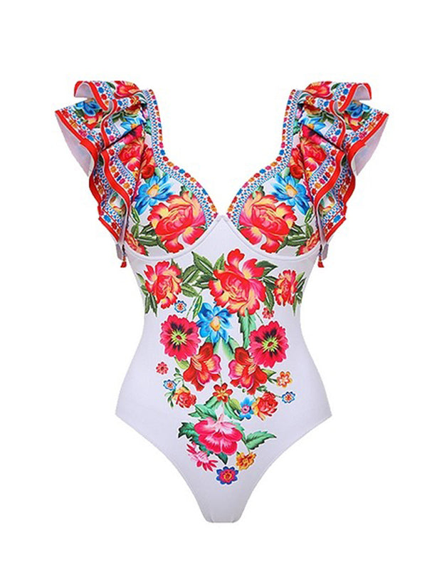 New fashion trend sexy floral print one-piece swimsuit, skirt (single piece)