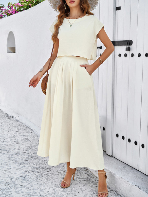 New spring and summer casual sleeveless top and long skirt suit