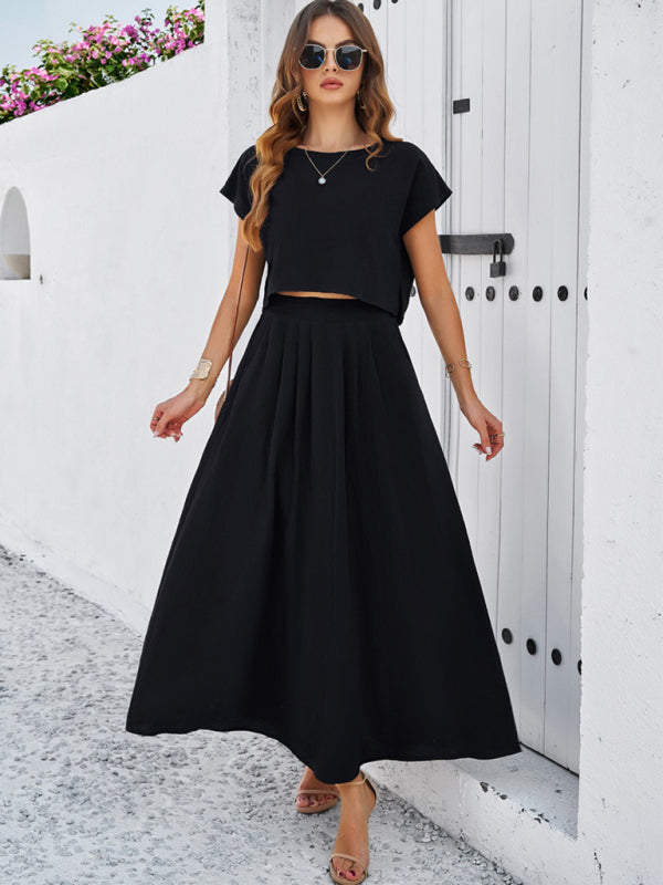 New spring and summer casual sleeveless top and long skirt suit