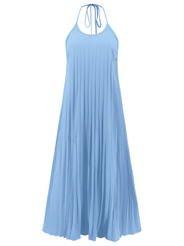 New A-hem pleated beach vacation long dress