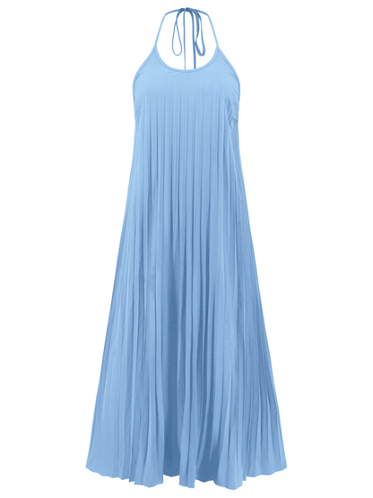 New A-hem pleated beach vacation long dress