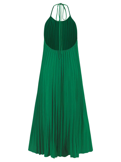 New A-hem pleated beach vacation long dress