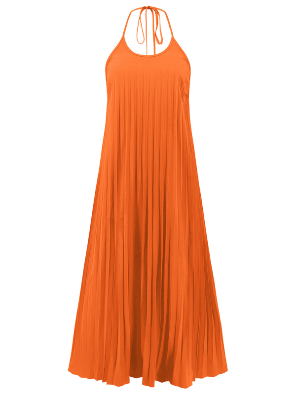 New A-hem pleated beach vacation long dress